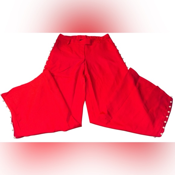 Elegant Red Wide Leg Women's Pants - Picture 2 of 9